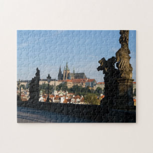 Uitzicht van het Castle vanaf de brug Charles in P Legpuzzel