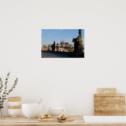 Uitzicht van het Castle vanaf de brug Charles in P Poster (Keuken)