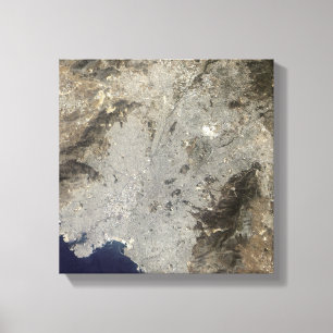 Uitzicht van het centrale Athene met TrueColor-sat Canvas Afdruk