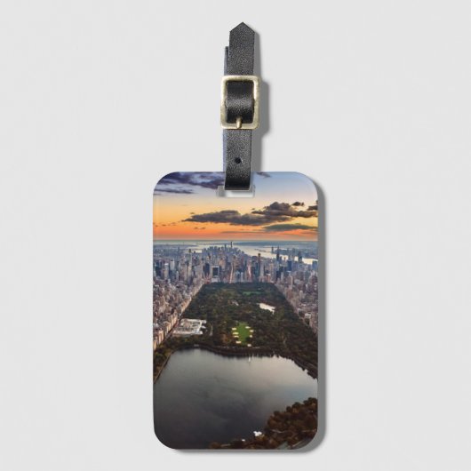 Uitzicht van het centrale park aan de lucht op Sun Bagagelabel (Voorkant (verticaal))