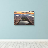 Uitzicht van het centrale park aan de lucht op Sun Canvas Afdruk (Insitu (Houten vloer))