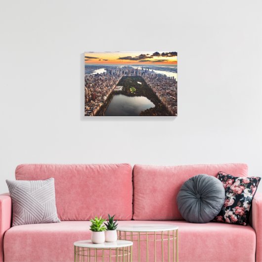Uitzicht van het centrale park aan de lucht op Sun Canvas Afdruk (Insitu (Woonkamer))