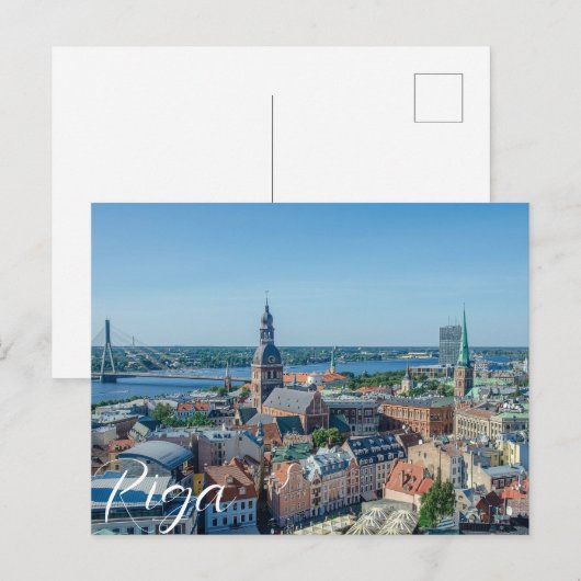 Uitzicht van het centrum van de stad Riga van bove Briefkaart (Voorkant / Achterkant)