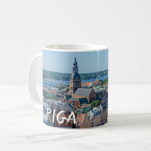 Uitzicht van het centrum van de stad Riga van bove Koffiemok (Voorkant links)