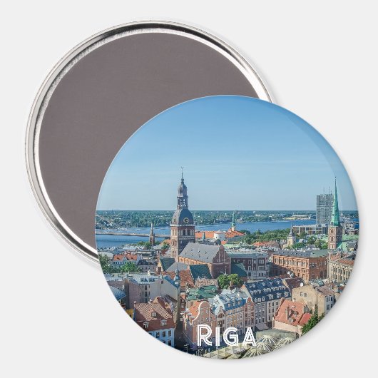 Uitzicht van het centrum van de stad Riga van bove Magneet (Voorkant / Achterkant)