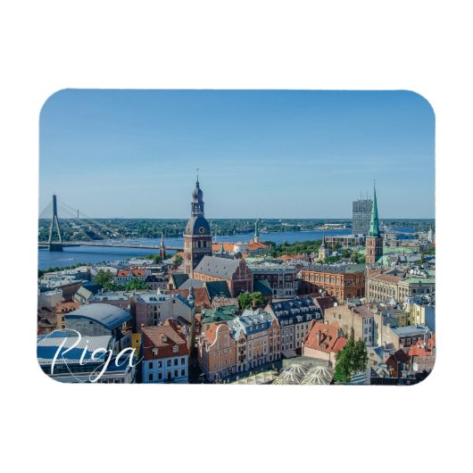 Uitzicht van het centrum van de stad Riga van bove Magneet (Horizontaal)