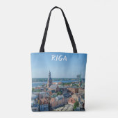 Uitzicht van het centrum van de stad Riga van bove Tote Bag (Achterkant)