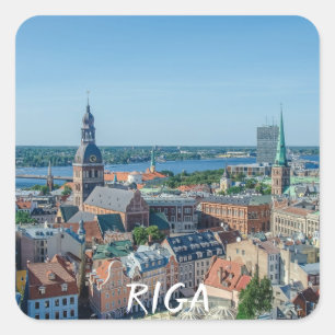 Uitzicht van het centrum van de stad Riga van bove Vierkante Sticker