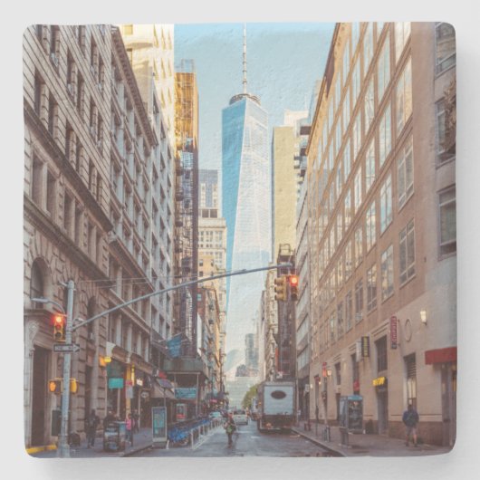 Uitzicht van het centrum van New York van het Worl Stenen Onderzetter (Voorkant)