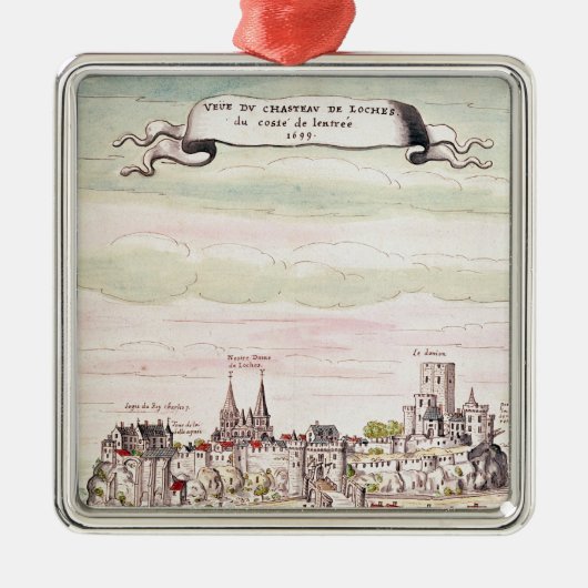 Uitzicht van het Chateau de Loches, 1699 Metalen Ornament (Voorkant)