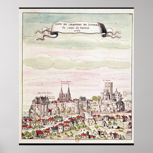 Uitzicht van het Chateau de Loches, 1699 Poster (Voorkant)