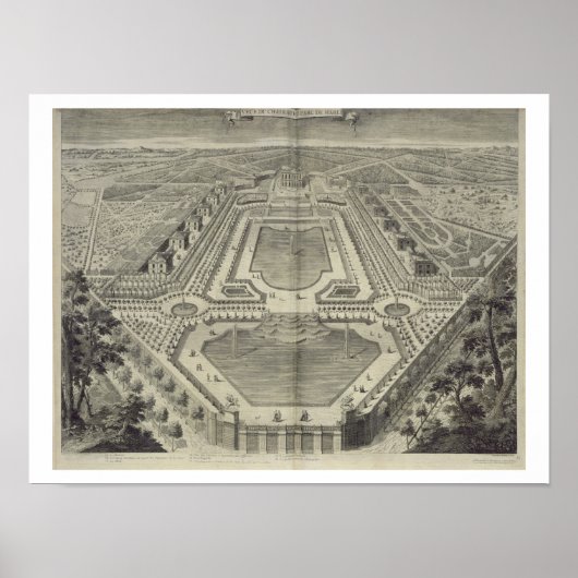 Uitzicht van het Chateau en het Park in Marly, geg Poster (Voorkant)