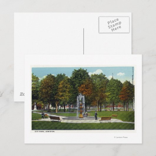 Uitzicht van het City Park en de fontein Briefkaart (Voorkant / Achterkant)
