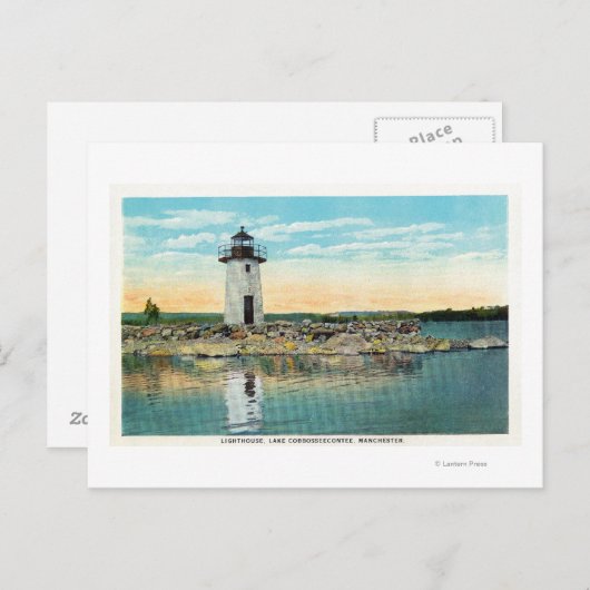 Uitzicht van het Cobbosseecontee- en vuurtoren Briefkaart (Voorkant / Achterkant)