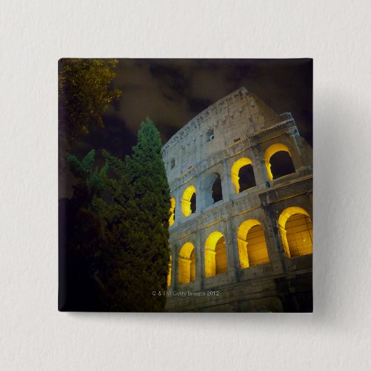 Uitzicht van het Coloseum in Rome 's nachts Vierkante Button 5,1 Cm (Voorkant)