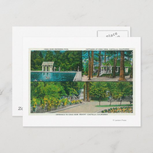 Uitzicht van het Crag Uitzicht ResortCastella, CA Briefkaart (Voorkant / Achterkant)