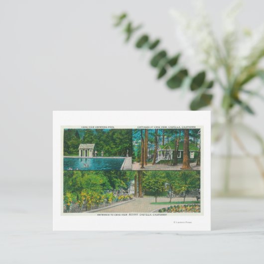 Uitzicht van het Crag Uitzicht ResortCastella, CA Briefkaart (Staand voorkant)