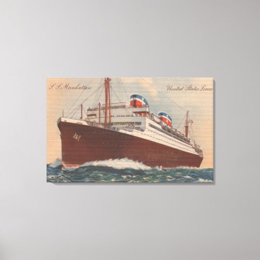 Uitzicht van het cruiseschip S.S. Manhattan Cunard Canvas Afdruk (Voorkant)