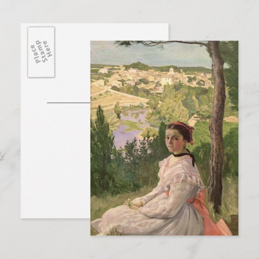 Uitzicht van het dorp Castelnau, 1868 Briefkaart (Voorkant / Achterkant)