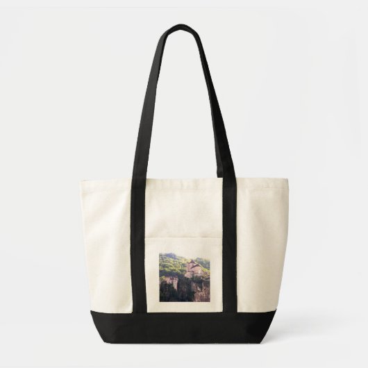 Uitzicht van het dorp en de kerk (foto) 2 tote bag (Voorkant)