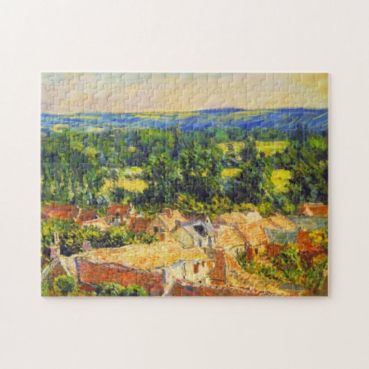 Uitzicht van het dorp Giverny Monet Fine Art Legpuzzel (Horizontaal)