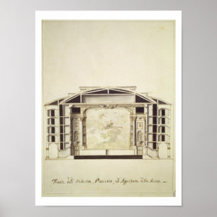 Uitzicht van het dwarsdoorsnede van een theater op poster