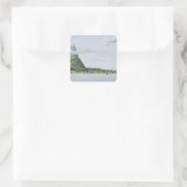 Uitzicht van het eiland Bora Bora, van 'Voyage aut Vierkante Sticker (Tas)