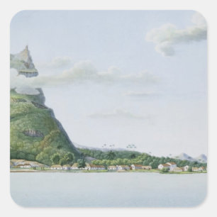 Uitzicht van het eiland Bora Bora, van 'Voyage aut Vierkante Sticker