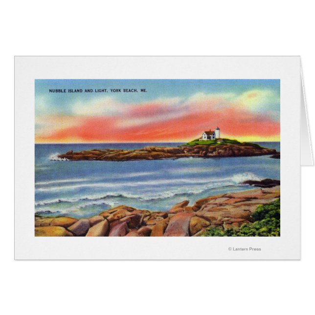 Uitzicht van het eiland Nubble en de vuurtoren (Voorkant Horizontaal)