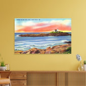 Uitzicht van het eiland Nubble en de vuurtoren Canvas Afdruk (Insitu (Woonkamer))