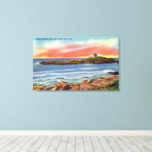 Uitzicht van het eiland Nubble en de vuurtoren Canvas Afdruk (Insitu (Houten vloer))