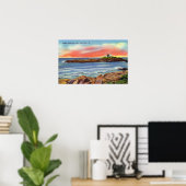 Uitzicht van het eiland Nubble en de vuurtoren Poster (Thuiskantoor)