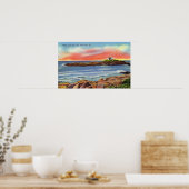 Uitzicht van het eiland Nubble en de vuurtoren Poster (Keuken)