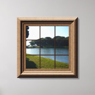 Uitzicht van het fake-venstermeer Landscape Canvas Afdruk