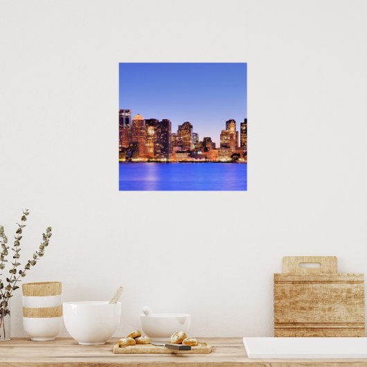 Uitzicht van het financiële district van het centr poster (Keuken)