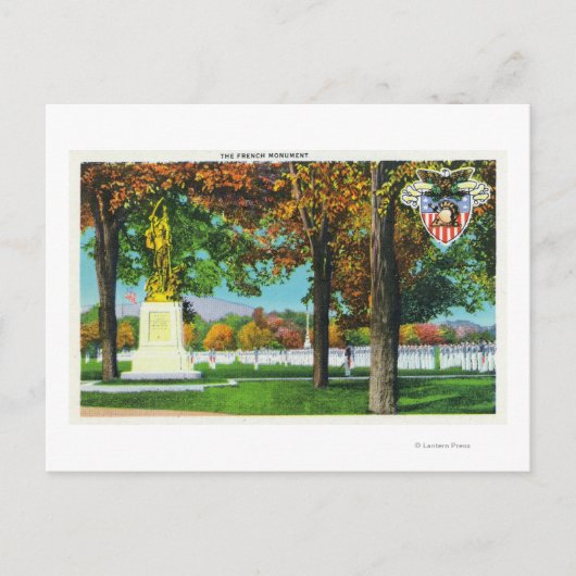 Uitzicht van het Franse monument, soldaten in Briefkaart (Voorkant)