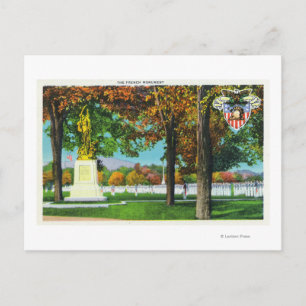 Uitzicht van het Franse monument, soldaten in Briefkaart