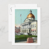 Uitzicht van het Front Lawn van het State House Briefkaart (Voorkant / Achterkant)