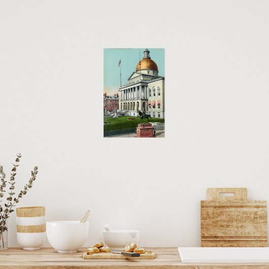 Uitzicht van het Front Lawn van het State House Poster (Keuken)