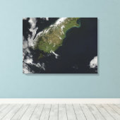 Uitzicht van het grootste deel van het eiland Nieu Canvas Afdruk (Insitu (Houten vloer))