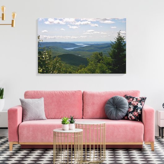 Uitzicht van het Grote Sacandagameer van Mt. Hadle Canvas Afdruk (Insitu (Woonkamer))