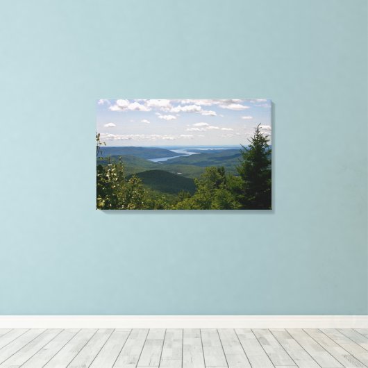 Uitzicht van het Grote Sacandagameer van Mt. Hadle Canvas Afdruk (Insitu (Houten vloer))