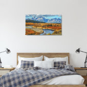 Uitzicht van het Grote Teton-gebergte in het najaa Canvas Afdruk (Insitu (Slaapkamer))