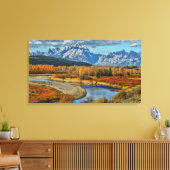 Uitzicht van het Grote Teton-gebergte in het najaa Canvas Afdruk (Insitu (Woonkamer))