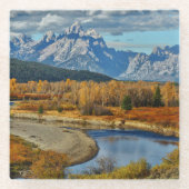 Uitzicht van het Grote Teton-gebergte in het najaa Glazen Onderzetter (Voorkant)