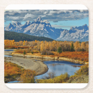 Uitzicht van het Grote Teton-gebergte in het najaa Kartonnen Onderzetters