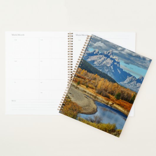Uitzicht van het Grote Teton-gebergte in het najaa Planner (Display)