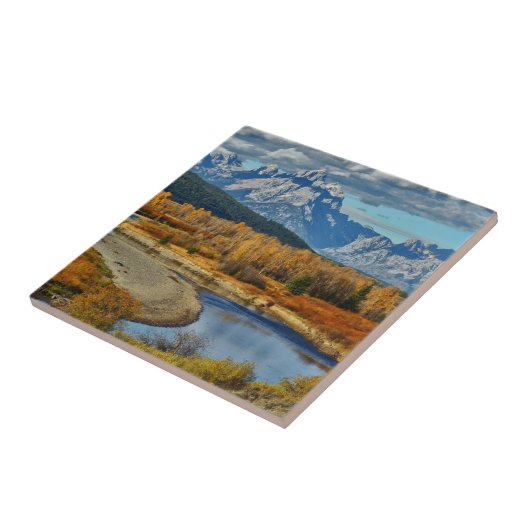 Uitzicht van het Grote Teton-gebergte in het najaa Tegeltje (Zijkant)