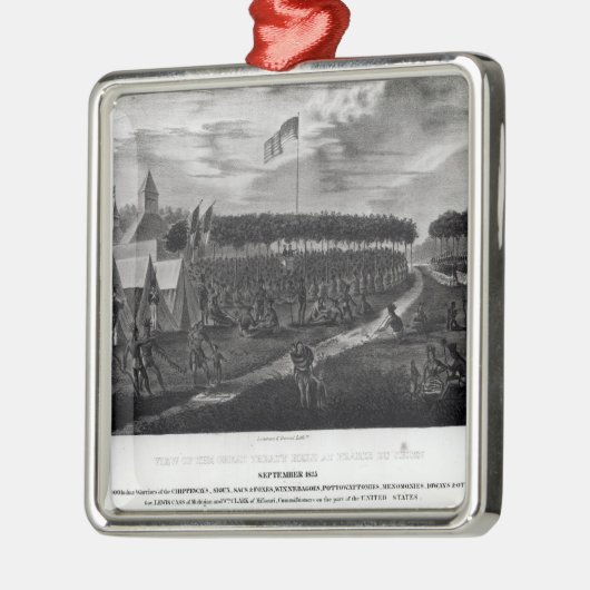 Uitzicht van het Grote Verdrag in Prairie du Metalen Ornament (Links)