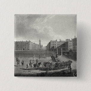 Uitzicht van het Hanoverplein, gegraveerd door Rob Vierkante Button 5,1 Cm